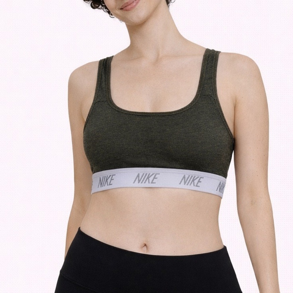 Nike Women's Sports Bra Olive Green‎ Nike Logo Band Racerback Athletic XS